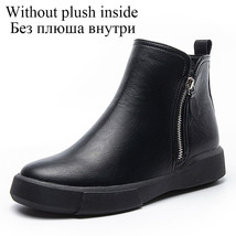 British Style Autumn Winter Warm Shoes Women Retro Zipper Flat Waterproof Boots  - £63.86 GBP