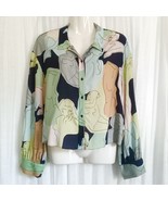 ZARA Blouse Nude Female Illustration Print Buttons Color Block Long Slee... - $86.74 CAD
