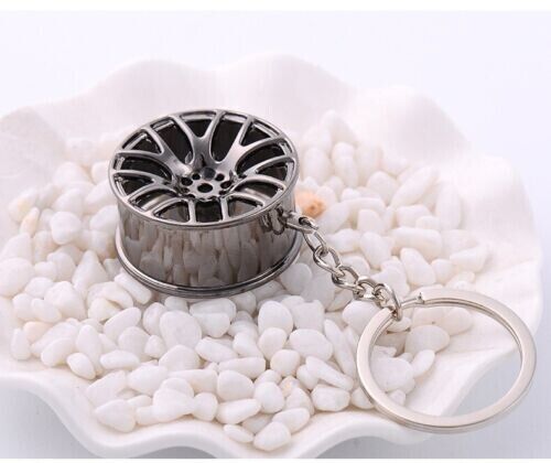 Car Wheel Rim Keychain for Mustang BMW Honda Key Ring Key fob Shiny Chro... - $6.24