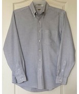 Lee Men's Long Sleeve Button Up Size 16 (34-35) Gray White Striped Shirt - $21.77