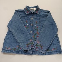 Bobbie Brooks BB3S112 Womens M Blue Embroidered Floral Button Front Denim Jacket image 15