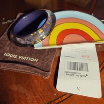Auth Rare Louis Vuitton Bangle Bracelet Purple Clear Gold Inclusion Mono... - £467.09 GBP