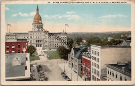 State Capitol Post Office and YMCA Bldgs Lansing Michigan Postcard PC355 - £3.75 GBP