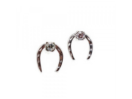 14K White Gold Diamonds Horseshoe Earrings - $183.62