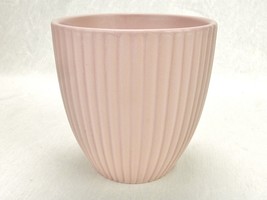 Darice Ceramic 5&quot; Flower Pot Planter, Pastel Pink, Ribbed Body, Solid Bottom - £11.71 GBP