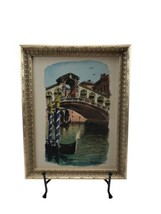 Carlos Salvini Watercolor Paint Print Venice Canal Italy Framed &amp; Signed - £89.02 GBP