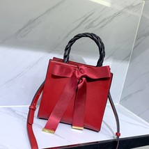 Women Fashion PU Handbag Red Ribbon Shoulder Bag OL Crossbody Bag Handbag for Br - £46.68 GBP