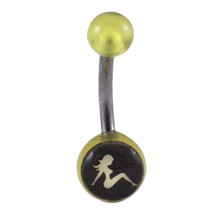 Yellow Female Silhouette Belly Ring 316L Surgical Stainless Steel Navel Barbell - £4.73 GBP