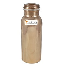 700ml / 23.67oz - Prisha India Craft  Pure Copper Water Bottle for Health Benefi - £27.33 GBP