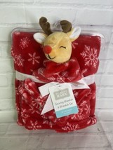 Hudson Baby Reindeer 2pc set Plush Security Blanket Lovey Red White Snowflakes - £54.50 GBP