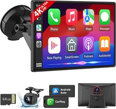 9&quot; Wireless CarPlay Android Auto Screen 4K Dash Cam GPS Navigation HD To... - $301.22