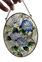 Amia SunCatcher Stained Glass Sun Catcher Hummingbird Flowers Prayer - $25.25