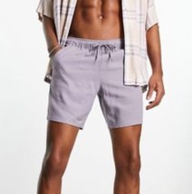 ASOS Men&#39;s Gray/Purple Slim Fit Linen Blend Drawstring Shorts Pockets S NWT - £17.88 GBP