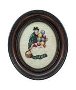 Antique Needlepoint Woman W/Balloons Framed Hard Wood Oval 14&quot; - €42,41 EUR