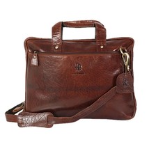 Adam Burk Leather Laptop Messenger Portfolio Shoulder Travel Bag Brown B... - £71.56 GBP