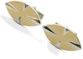 Vintage Oval Cufflinks Polished Silver Tone &amp; Brushed Gold Tone Signed Pat Pend - £19.98 GBP