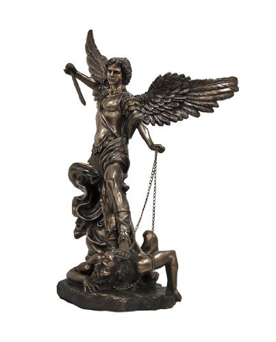 HUGE 4' St. Michael The Archangel Cold Cast Bronzed Statue Saint - $494.97