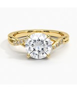Chamise Round Moissanite Diamond Ring /10k 14k Gold / Moissanite Engagem... - $231.03 CAD