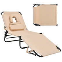 Lounge Chair Adjustable Patio Bed Beach Chair Portable Camping Recliner - £101.23 GBP