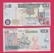 Zambia P49, 2 Kwacha, fish eagle / Roan antelope, hand craftswomen, UNC $3CatVal - £1.77 GBP