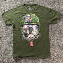 Stars Stripes Winning Fights Bull Dog Shirt (S) Small 34-36 Patriotic Green - €7,70 EUR