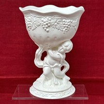 REGOLINE White Plastic Planter Chalice Candy Vase VTG Made in USA Cherub Grapes - £15.78 GBP