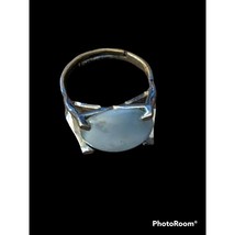 Womens Silver Tone Ring w/Oval Shape Adjustable 4 Prong Pearl Look Birth... - $9.00