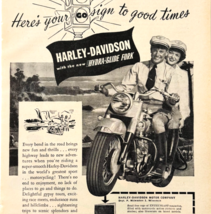 1949 Harley Davidson Motorcycle Advertisement Hydra Glide Forks Bikes DW... - $458.27 MXN