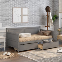 Daybed With Two Drawers, Twin Size Sofa Bed,Storage Drawers - Grey - £228.43 GBP