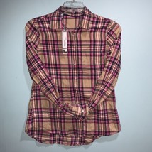 J C Penney Womens Stewart Plaid Long Sleeve Shirt Sz Med Pocket - £11.90 GBP