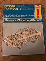 Haynes DODGE Aries &amp; PLYMOUTH Reliant 1981-1983  Repair Workshop Manual - £5.59 GBP