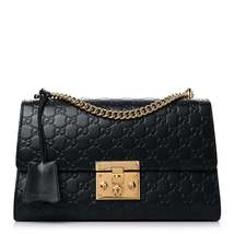 Gucci Guccissima Medium Padlock Shoulder Bag Black - £1,858.50 GBP