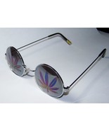 2 MARIJUANA JL STYLE MIRROR REFLECTION POT LEAF SUNGLASSES round frame g... - £7.40 GBP