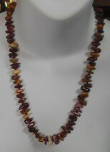 Brown Polished Stone Necklace Sterling Silver Clasp  22.5" - $40.84