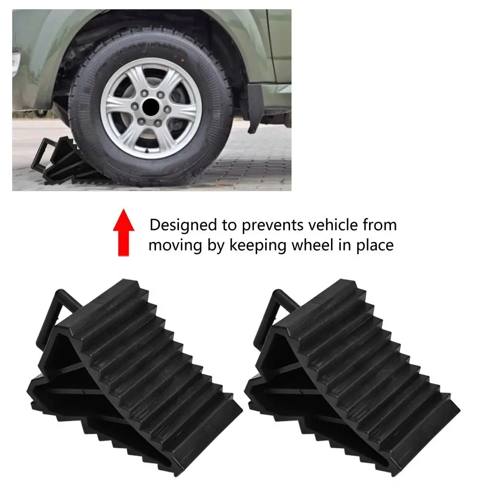 2pcs Rubber Wheel Chocks with Handles for Car Trailer Truck RV Camper Wheel Bl - £20.27 GBP