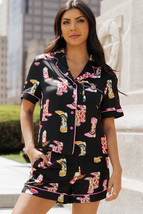 Black Western Boots Printed Short Pajama Set - $23.26