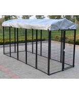 Modular Heavy Duty Dog Kennel Welded Steel Panel Pet Cover 4' W x 10' L x 5.5' H - £358.19 GBP