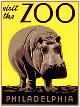 Decoration Poster.Interior design.Visit the Philadelphia Zoo.Hippo.7010 - £12.90 GBP+