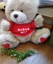 Vintage 1987 bible  Bear 16&quot; Brown Talking Stuffed Plush Bible . READ.* - $26.37