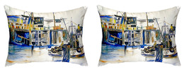 Pair of Betsy Drake Fishing Boat No Cord Pillows 15 Inch X 22 Inch - £63.30 GBP