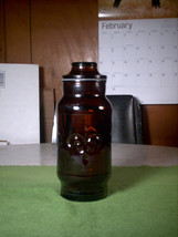 Vintage Dark Amber Fluer De Lis Apothecary Glass Jar with Sealed Lid - £15.98 GBP