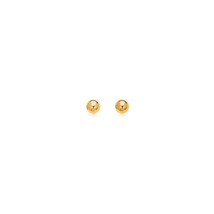 Solid Real 14k Yellow Gold Polished Round Stud Earrings Womens Girls - £41.67 GBP