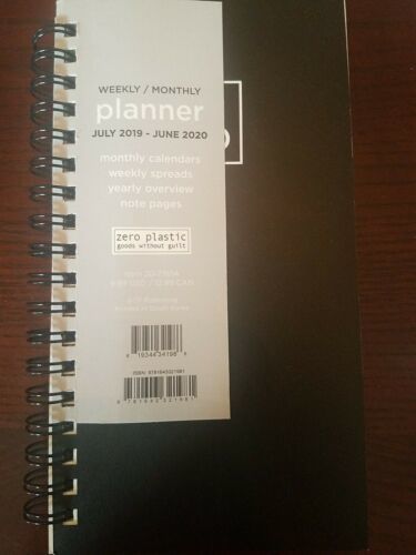 Small Black Weekly/Monthly Planner July 2019-June 2020 - $12.75