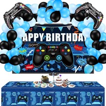 34 Pieces Video Game Party Supplies Happy Birthday Gaming Backdrop And - £25.35 GBP
