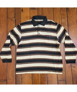 BALLY GOLF Polo Shirt Men&#39;s XL Size 54 Long Sleeve Brown Black Stripes C... - £58.35 GBP