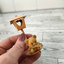 Miniature Teddy Bear under 3&quot; Light Post Beige Home Decor Dollhouse - $7.91