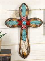 Southwest Native Indian Dreamcatcher Eagle Feathers Turquoise Rock Wall Cross - £27.67 GBP