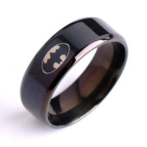 6mm Black Batman Ring Stainless Steel Rings for Mens Woman Wedding Band Jewelry - $9.99
