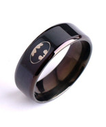 6mm Black Batman Ring Stainless Steel Rings for Mens Woman Wedding Band ... - £7.85 GBP