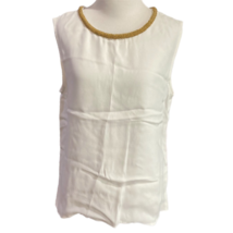 Violet &amp; Claire Womens Blouse White Gold Neck Beads Sleeveless Top Keyhole M New - £13.93 GBP